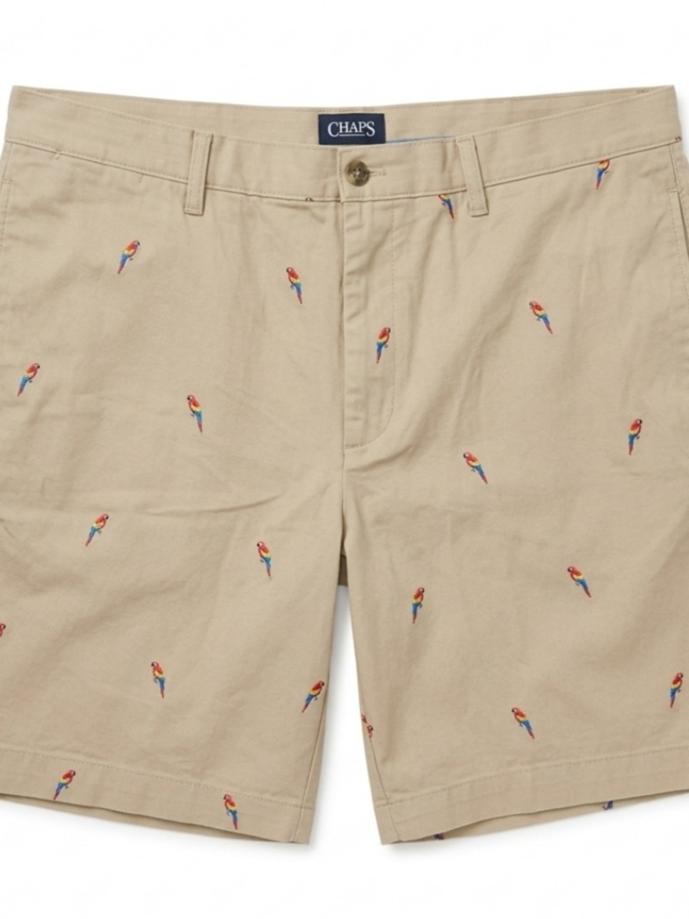 Chaps Tan Embroidered Parrot Cargo Shorts